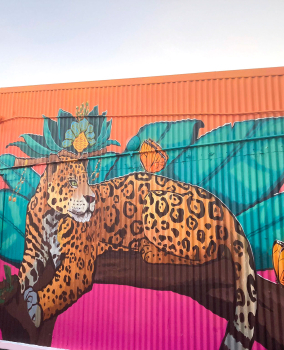 Selina Hotel Rooftoop Mural – on corrugated wall